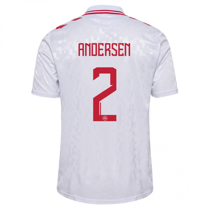 Hombre Fútbol Camiseta Dinamarca Joachim Andersen #2 Blanco 2ª Equipación 24-26 Argentina