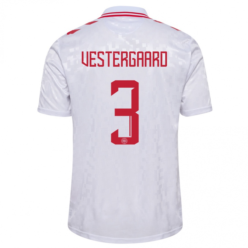 Hombre Fútbol Camiseta Dinamarca Jannik Vestergaard #3 Blanco 2ª Equipación 24-26 Argentina