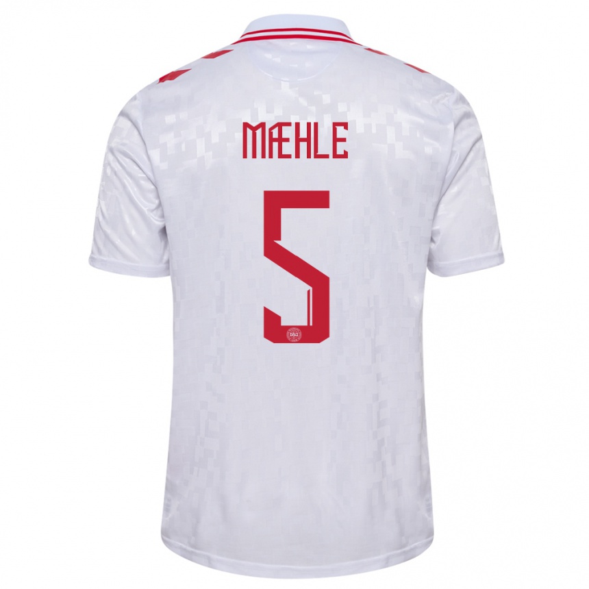 Hombre Fútbol Camiseta Dinamarca Joakim Maehle #5 Blanco 2ª Equipación 24-26 Argentina