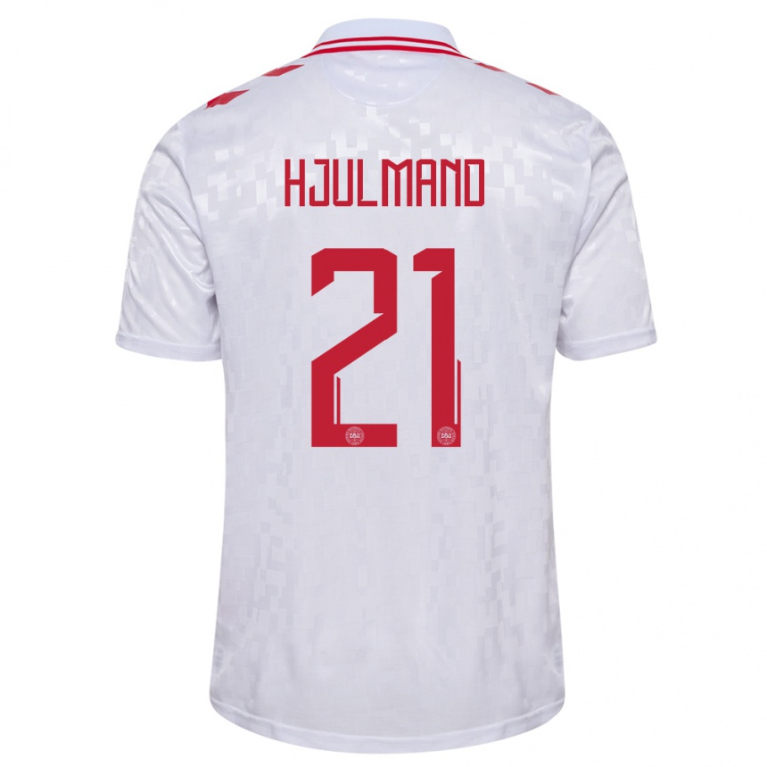 Hombre Fútbol Camiseta Dinamarca Morten Hjulmand #21 Blanco 2ª Equipación 24-26 Argentina