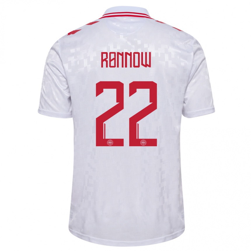 Hombre Fútbol Camiseta Dinamarca Frederik Ronnow #22 Blanco 2ª Equipación 24-26 Argentina