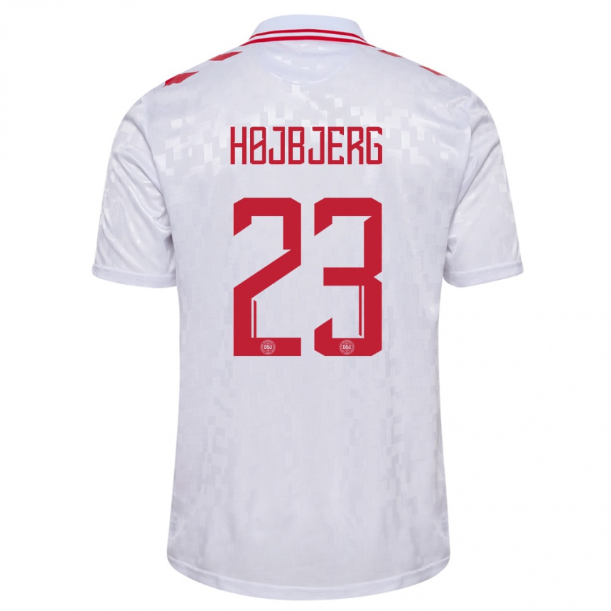 Hombre Fútbol Camiseta Dinamarca Pierre Emile Hojbjerg #23 Blanco 2ª Equipación 24-26 Argentina