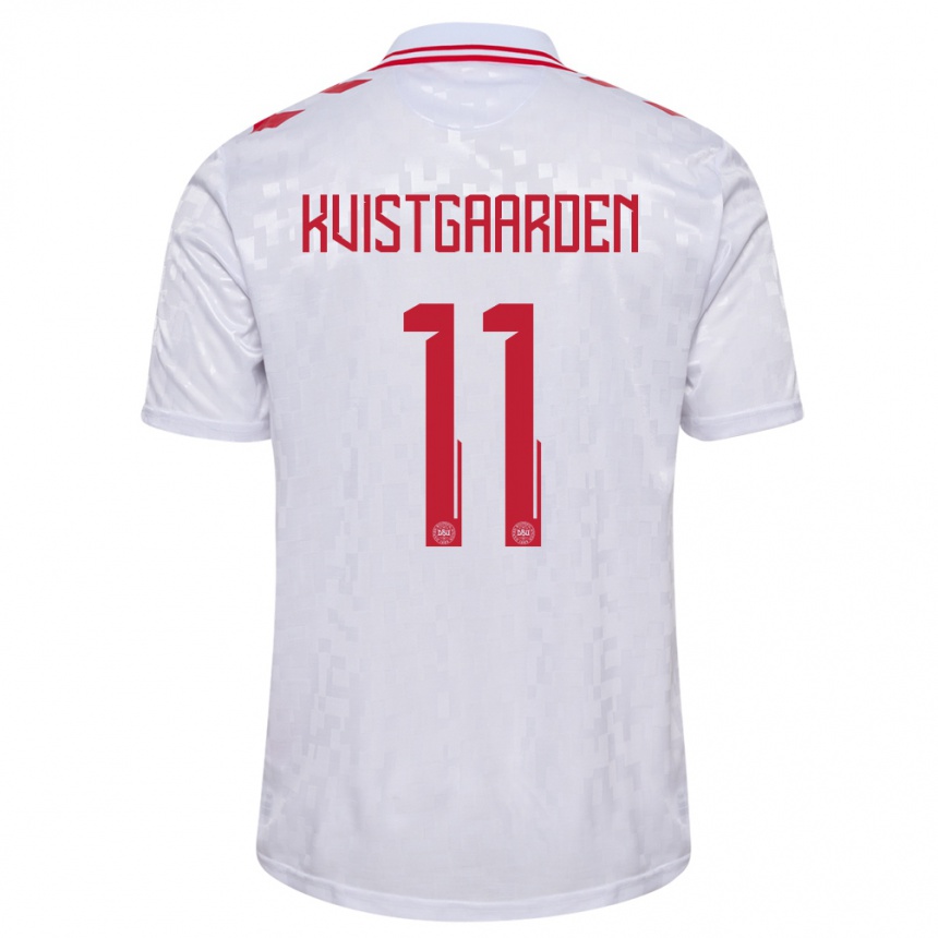 Hombre Fútbol Camiseta Dinamarca Mathias Kvistgaarden #11 Blanco 2ª Equipación 24-26 Argentina