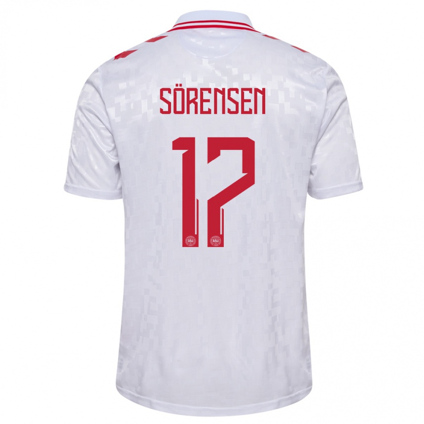 Hombre Fútbol Camiseta Dinamarca Oliver Sörensen #17 Blanco 2ª Equipación 24-26 Argentina