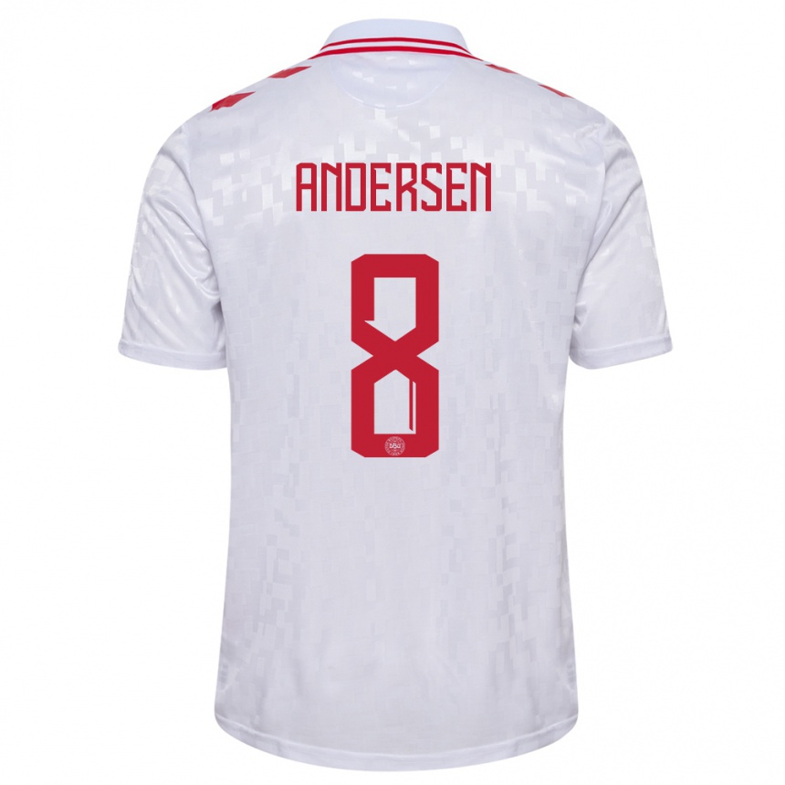 Hombre Fútbol Camiseta Dinamarca Silas Andersen #8 Blanco 2ª Equipación 24-26 Argentina