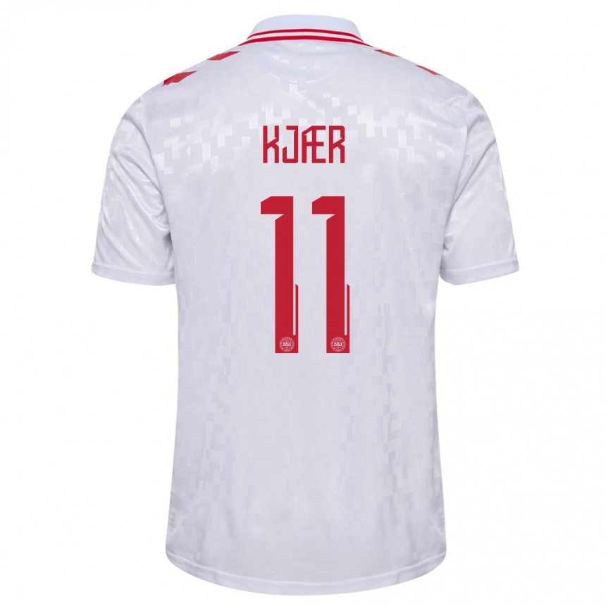 Hombre Fútbol Camiseta Dinamarca Jeppe Kjær #11 Blanco 2ª Equipación 24-26 Argentina