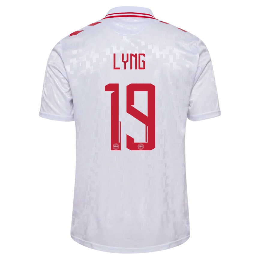 Hombre Fútbol Camiseta Dinamarca Alexander Lyng #19 Blanco 2ª Equipación 24-26 Argentina