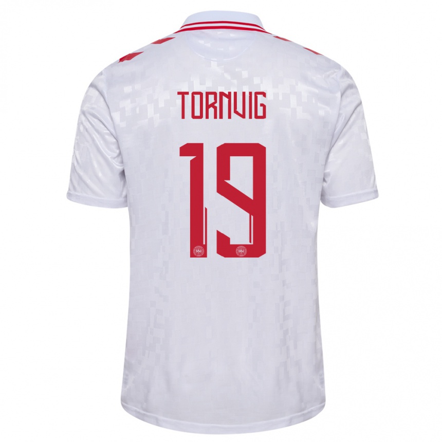 Hombre Fútbol Camiseta Dinamarca Nicolaj Tornvig #19 Blanco 2ª Equipación 24-26 Argentina