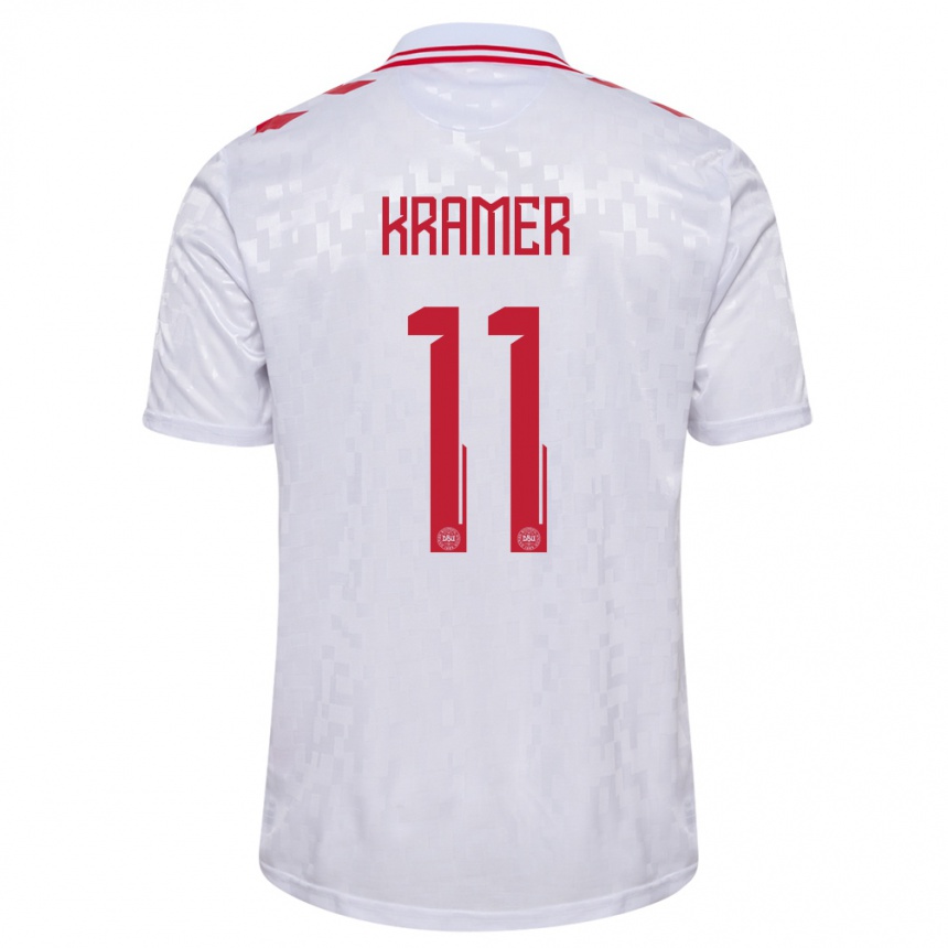 Hombre Fútbol Camiseta Dinamarca Cornelia Kramer #11 Blanco 2ª Equipación 24-26 Argentina