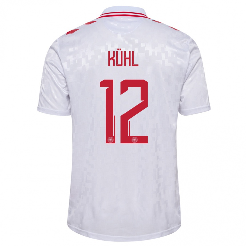 Hombre Fútbol Camiseta Dinamarca Kathrine Kuhl #12 Blanco 2ª Equipación 24-26 Argentina