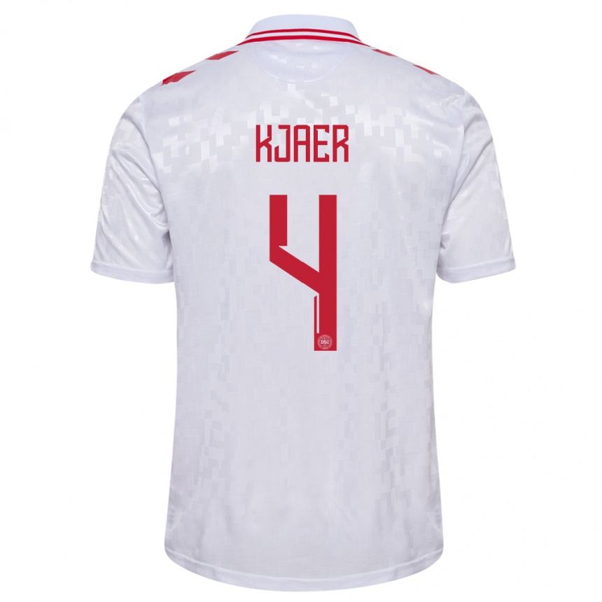 Hombre Fútbol Camiseta Dinamarca Simon Kjaer #4 Blanco 2ª Equipación 24-26 Argentina