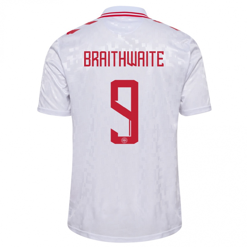 Hombre Fútbol Camiseta Dinamarca Martin Braithwaite #9 Blanco 2ª Equipación 24-26 Argentina