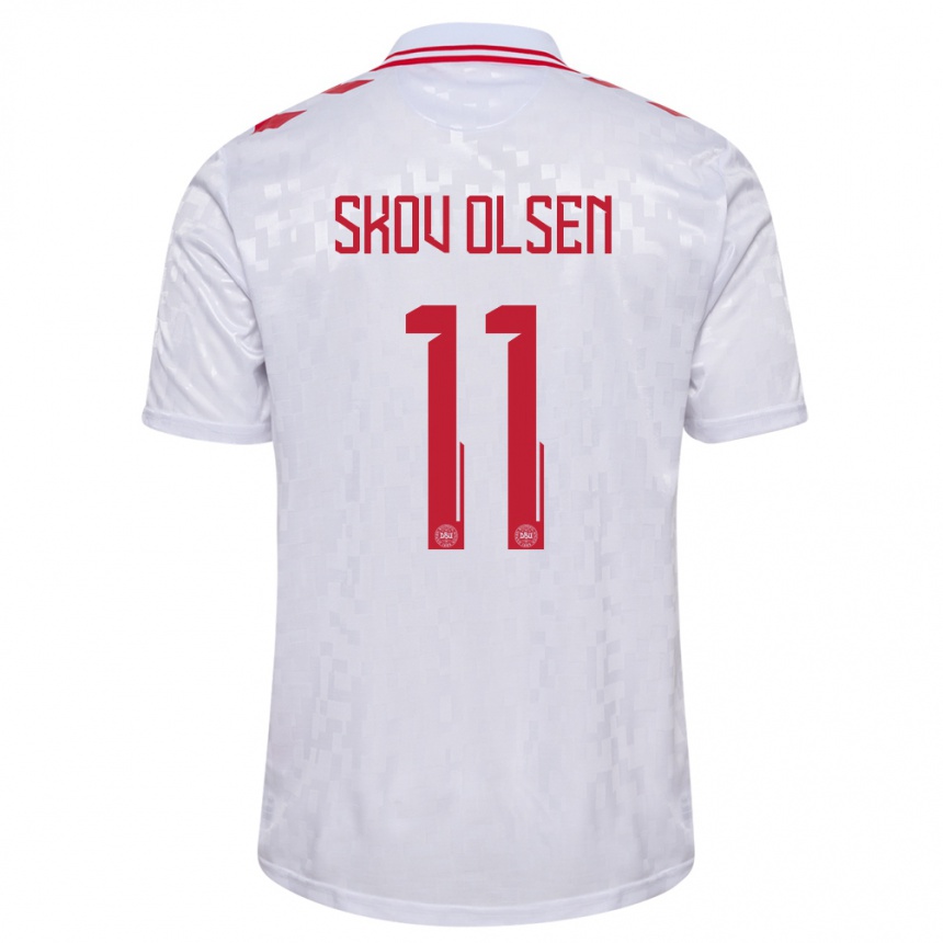 Hombre Fútbol Camiseta Dinamarca Andreas Skov Olsen #11 Blanco 2ª Equipación 24-26 Argentina