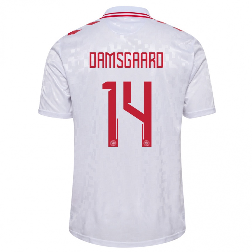 Hombre Fútbol Camiseta Dinamarca Mikkel Damsgaard #14 Blanco 2ª Equipación 24-26 Argentina