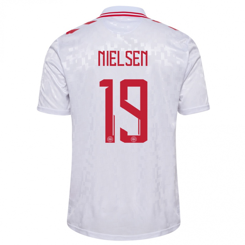 Hombre Fútbol Camiseta Dinamarca Casper Nielsen #19 Blanco 2ª Equipación 24-26 Argentina