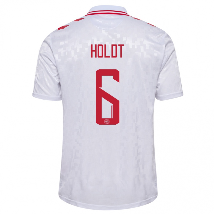 Hombre Fútbol Camiseta Dinamarca Olivia Holdt #6 Blanco 2ª Equipación 24-26 Argentina