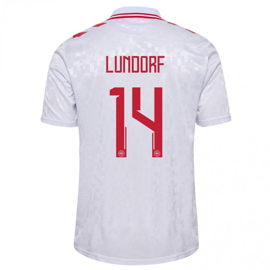 Hombre Fútbol Camiseta Dinamarca Matilde Lundorf #14 Blanco 2ª Equipación 24-26 Argentina