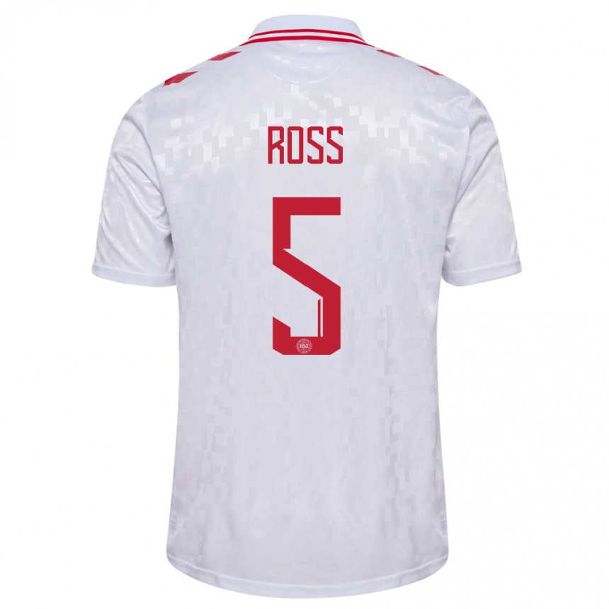 Hombre Fútbol Camiseta Dinamarca Mathias Ross #5 Blanco 2ª Equipación 24-26 Argentina