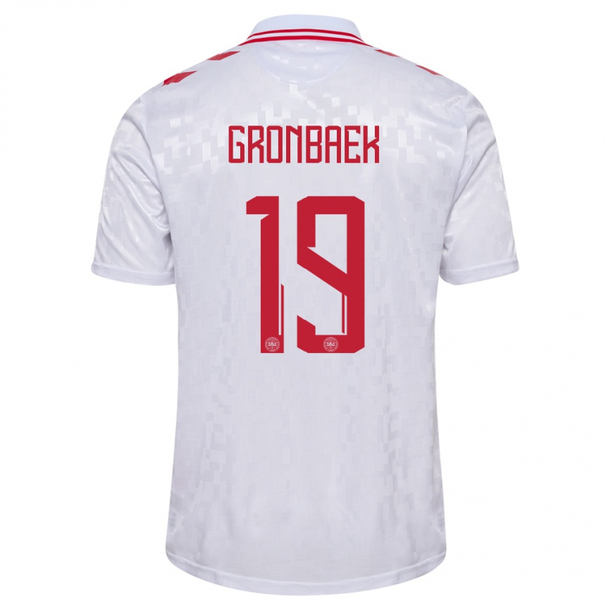 Hombre Fútbol Camiseta Dinamarca Albert Gronbaek #19 Blanco 2ª Equipación 24-26 Argentina