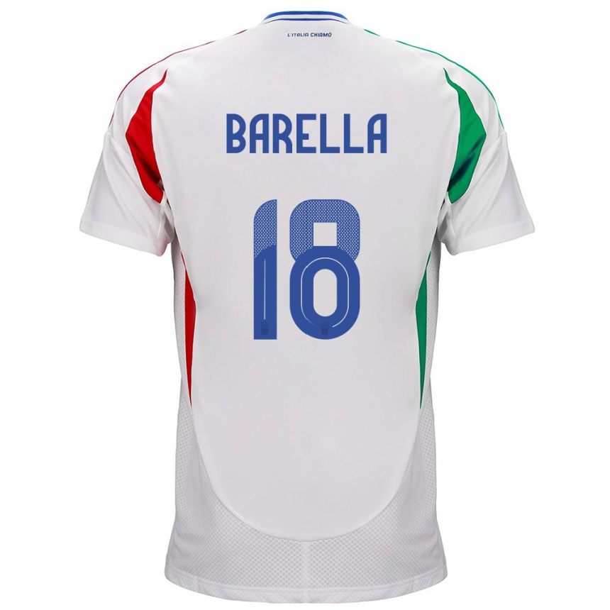 Hombre Fútbol Camiseta Italia Nicolò Barella #18 Blanco 2ª Equipación 24-26 Argentina