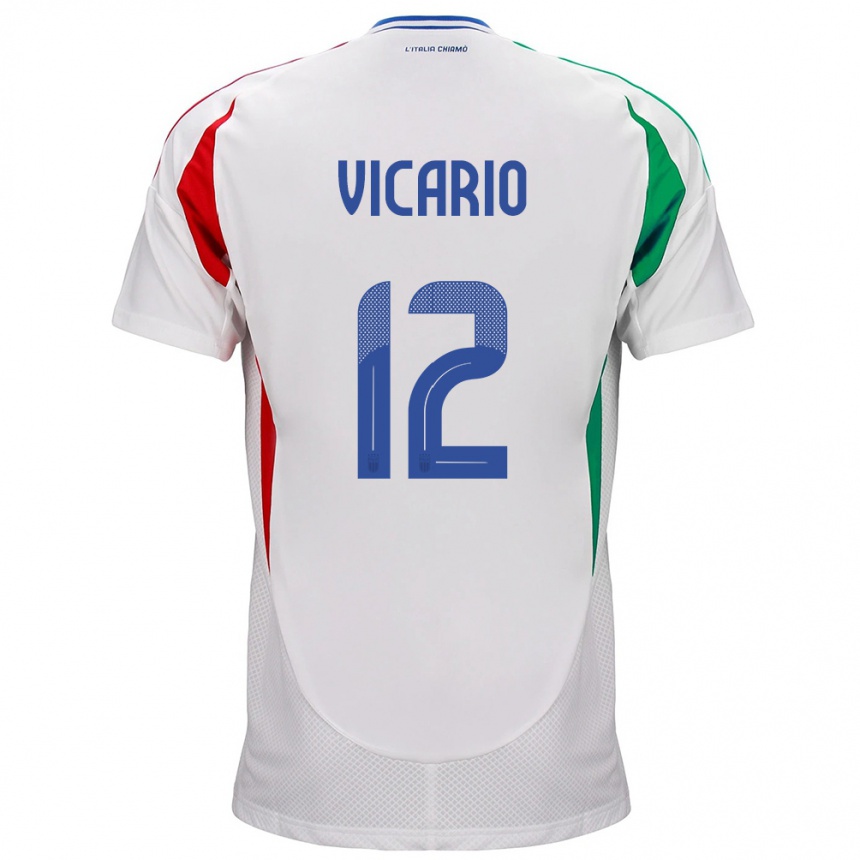 Hombre Fútbol Camiseta Italia Guglielmo Vicario #12 Blanco 2ª Equipación 24-26 Argentina