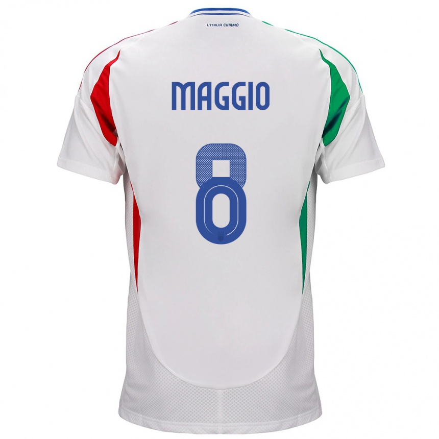 Hombre Fútbol Camiseta Italia Luca Di Maggio #8 Blanco 2ª Equipación 24-26 Argentina