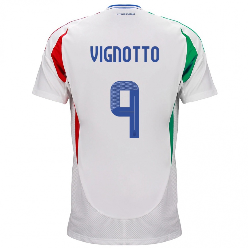 Hombre Fútbol Camiseta Italia Elisabetta Vignotto #9 Blanco 2ª Equipación 24-26 Argentina