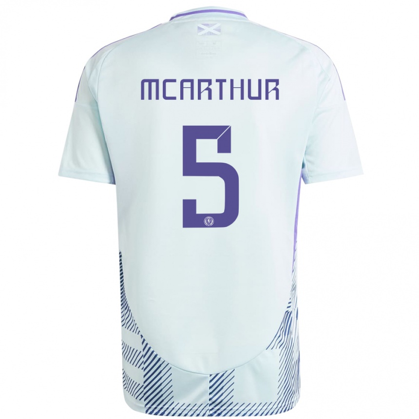 Hombre Fútbol Camiseta Escocia Charlie Mcarthur #5 Azul Menta Claro 2ª Equipación 24-26 Argentina