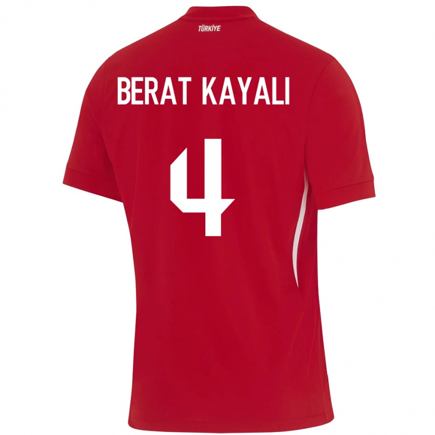 Hombre Fútbol Camiseta Turquía Hasan Berat Kayalı #4 Rojo 2ª Equipación 24-26 Argentina