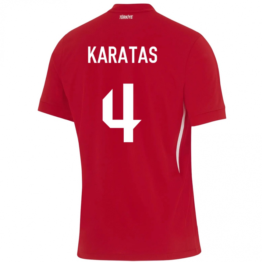 Hombre Fútbol Camiseta Turquía Eda Karataş #4 Rojo 2ª Equipación 24-26 Argentina