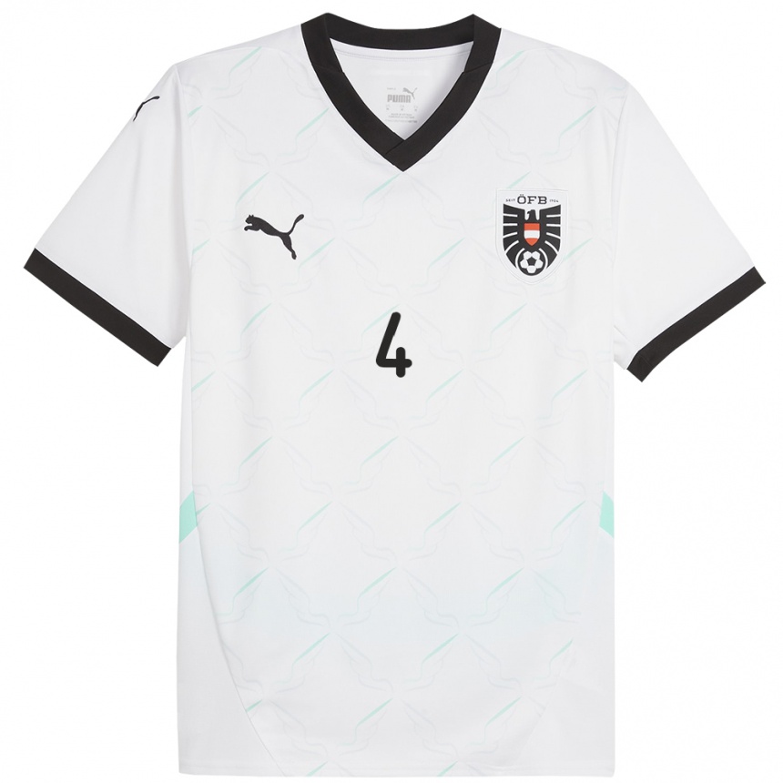 Hombre Fútbol Camiseta Austria Celina Degen #4 Blanco 2ª Equipación 24-26 Argentina