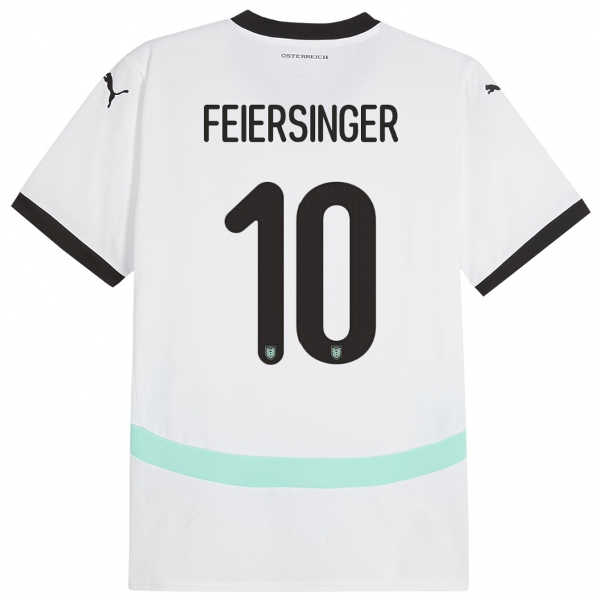 Hombre Fútbol Camiseta Austria Laura Feiersinger #10 Blanco 2ª Equipación 24-26 Argentina