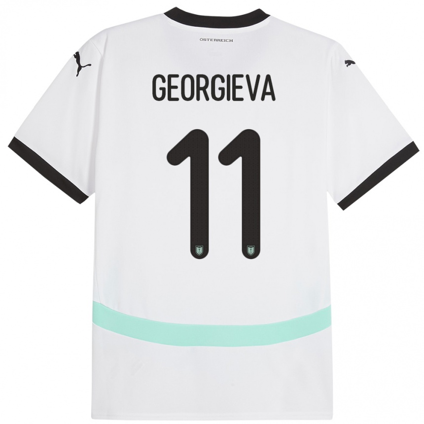 Hombre Fútbol Camiseta Austria Marina Georgieva #11 Blanco 2ª Equipación 24-26 Argentina