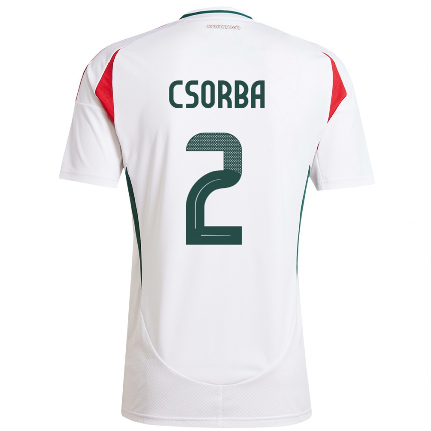 Hombre Fútbol Camiseta Hungría Dominik Csorba #2 Blanco 2ª Equipación 24-26 Argentina