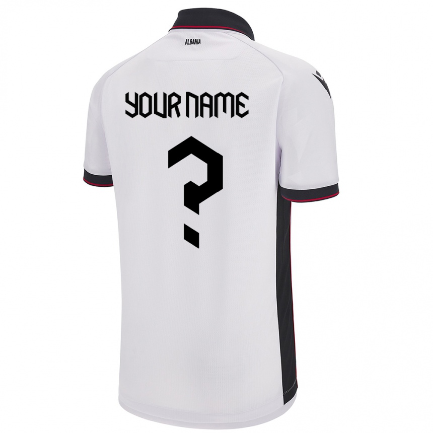 Hombre Fútbol Camiseta Albania Su Nombre #0 Blanco 2ª Equipación 24-26 Argentina