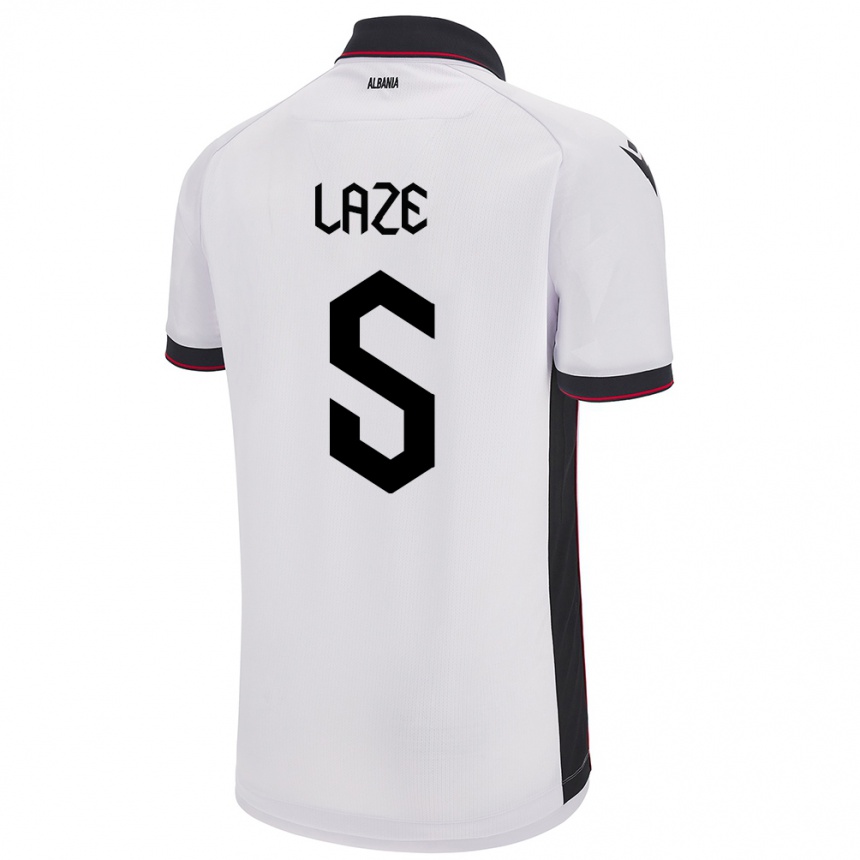 Hombre Fútbol Camiseta Albania Jetmir Laze #5 Blanco 2ª Equipación 24-26 Argentina