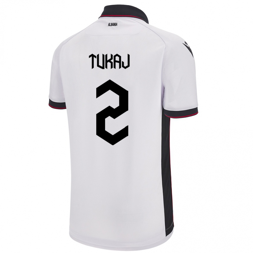 Hombre Fútbol Camiseta Albania Armera Tukaj #2 Blanco 2ª Equipación 24-26 Argentina