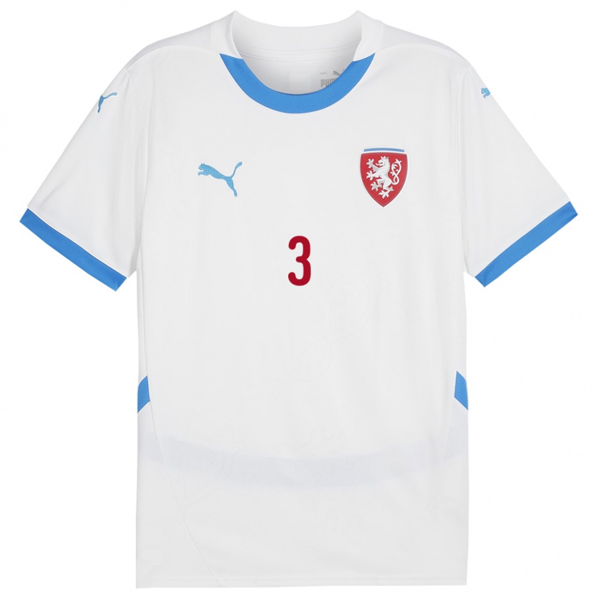 Hombre Fútbol Camiseta Chequia Jakub Podkalsky #3 Blanco 2ª Equipación 24-26 Argentina