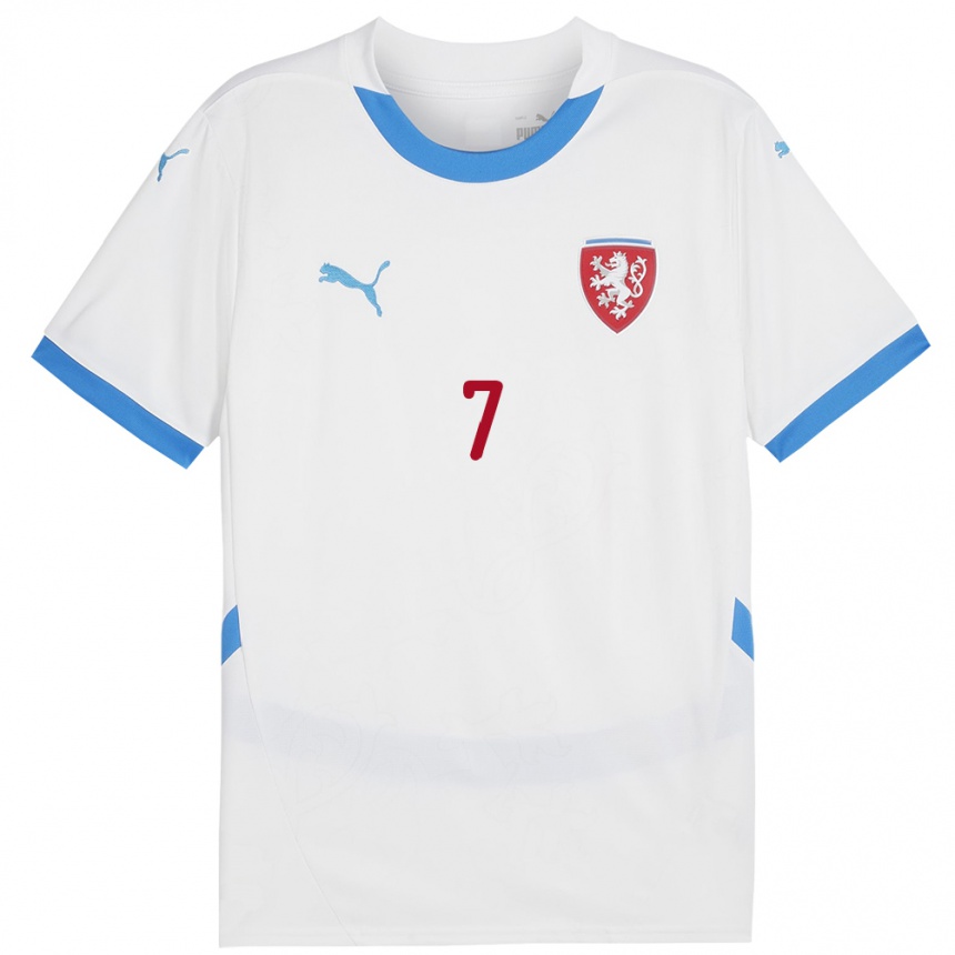 Hombre Fútbol Camiseta Chequia Antonín Barák #7 Blanco 2ª Equipación 24-26 Argentina