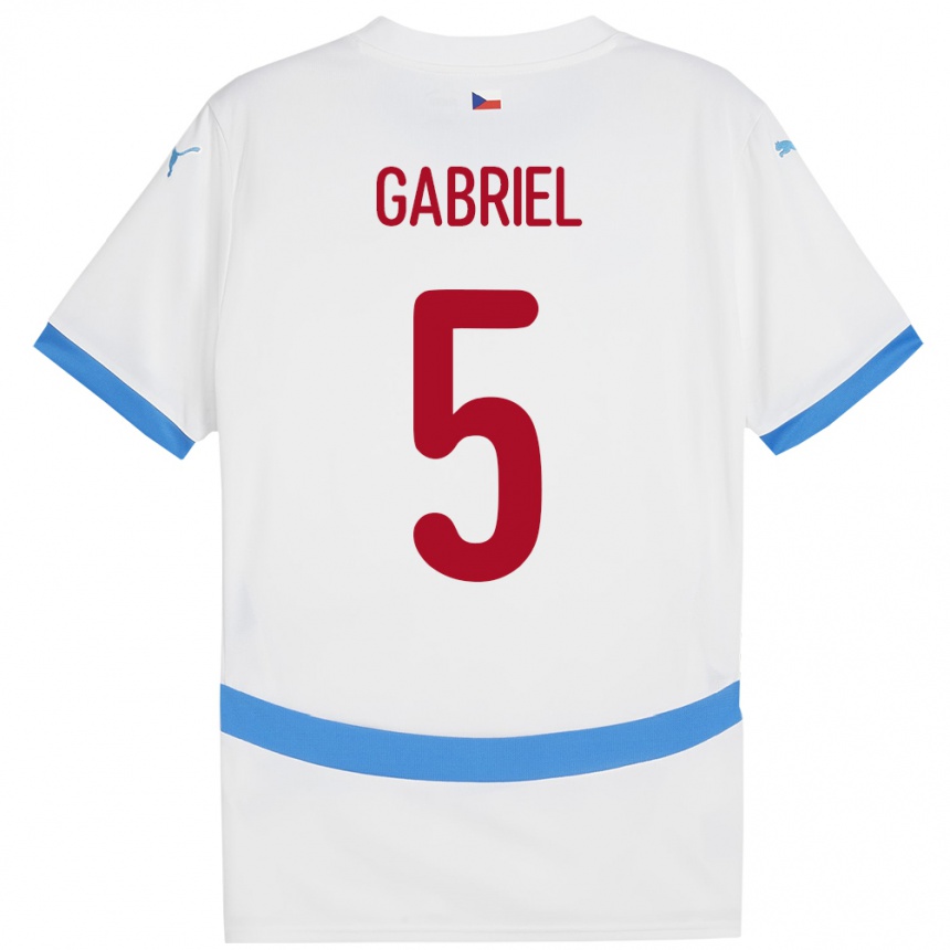 Hombre Fútbol Camiseta Chequia Adam Gabriel #5 Blanco 2ª Equipación 24-26 Argentina