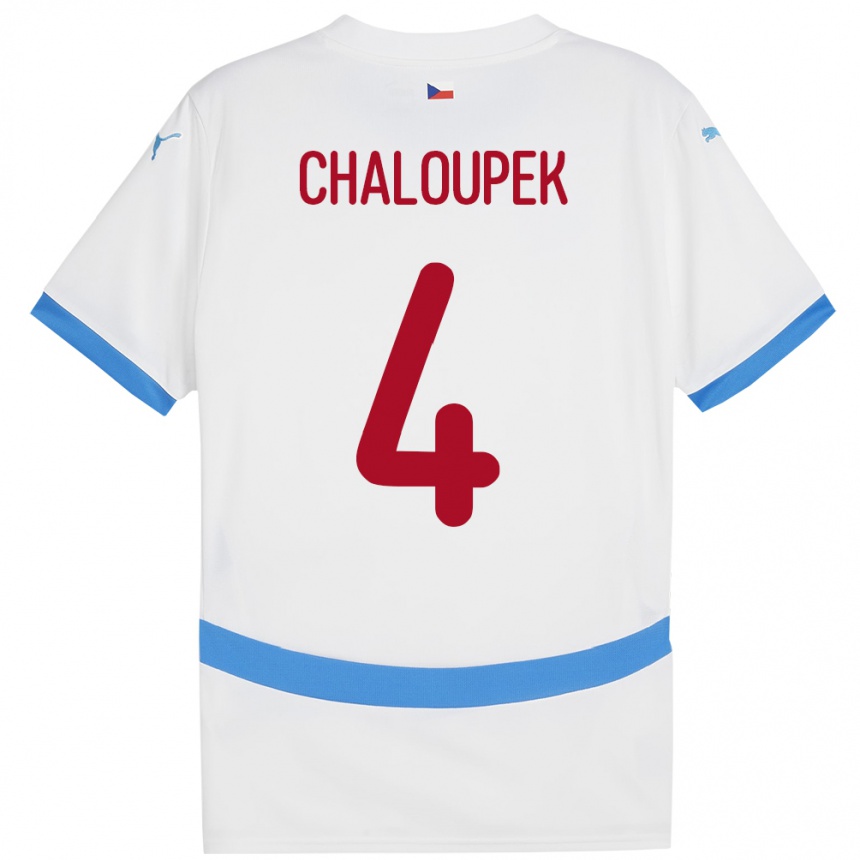 Hombre Fútbol Camiseta Chequia Stepan Chaloupek #4 Blanco 2ª Equipación 24-26 Argentina