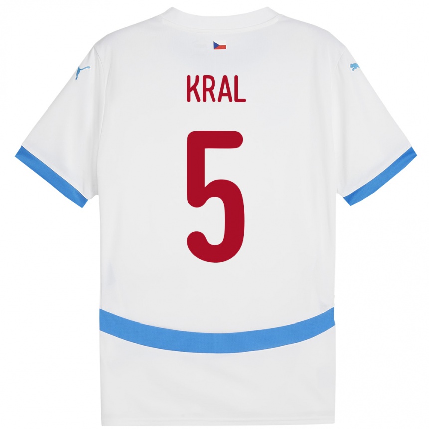 Hombre Fútbol Camiseta Chequia Tomas Kral #5 Blanco 2ª Equipación 24-26 Argentina