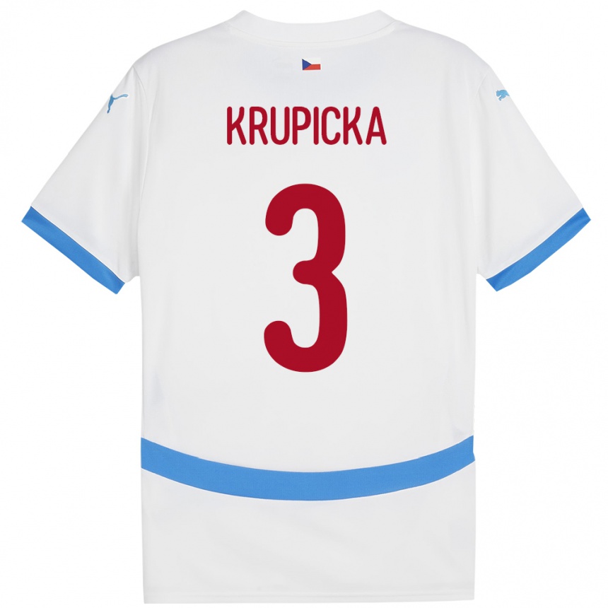 Hombre Fútbol Camiseta Chequia David Krupicka #3 Blanco 2ª Equipación 24-26 Argentina