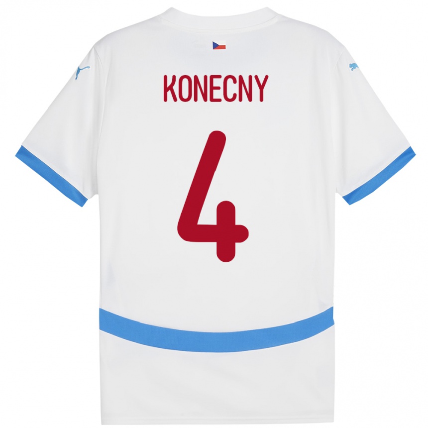 Hombre Fútbol Camiseta Chequia Mikulas Konecny #4 Blanco 2ª Equipación 24-26 Argentina