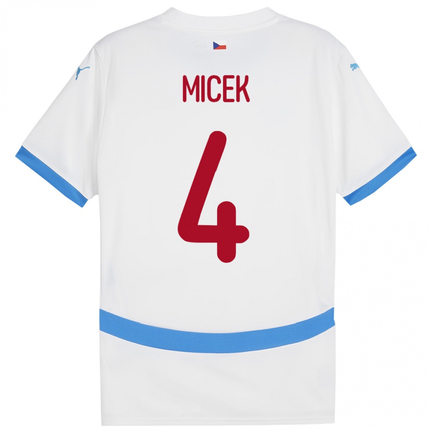 Hombre Fútbol Camiseta Chequia Jiri Micek #4 Blanco 2ª Equipación 24-26 Argentina