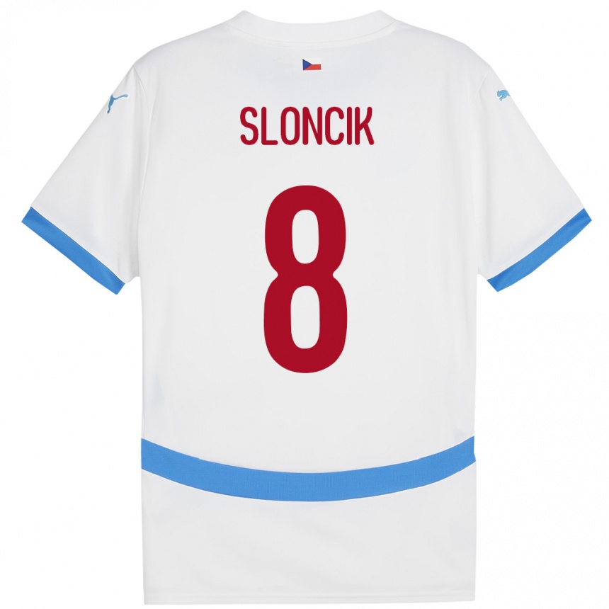 Hombre Fútbol Camiseta Chequia Simon Sloncik #8 Blanco 2ª Equipación 24-26 Argentina