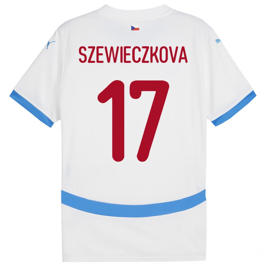 Hombre Fútbol Camiseta Chequia Tereza Szewieczková #17 Blanco 2ª Equipación 24-26 Argentina