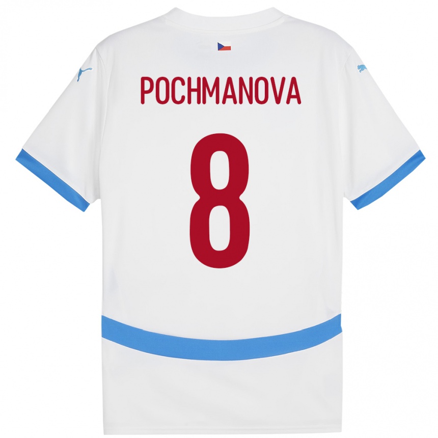 Hombre Fútbol Camiseta Chequia Aneta Pochmanová #8 Blanco 2ª Equipación 24-26 Argentina