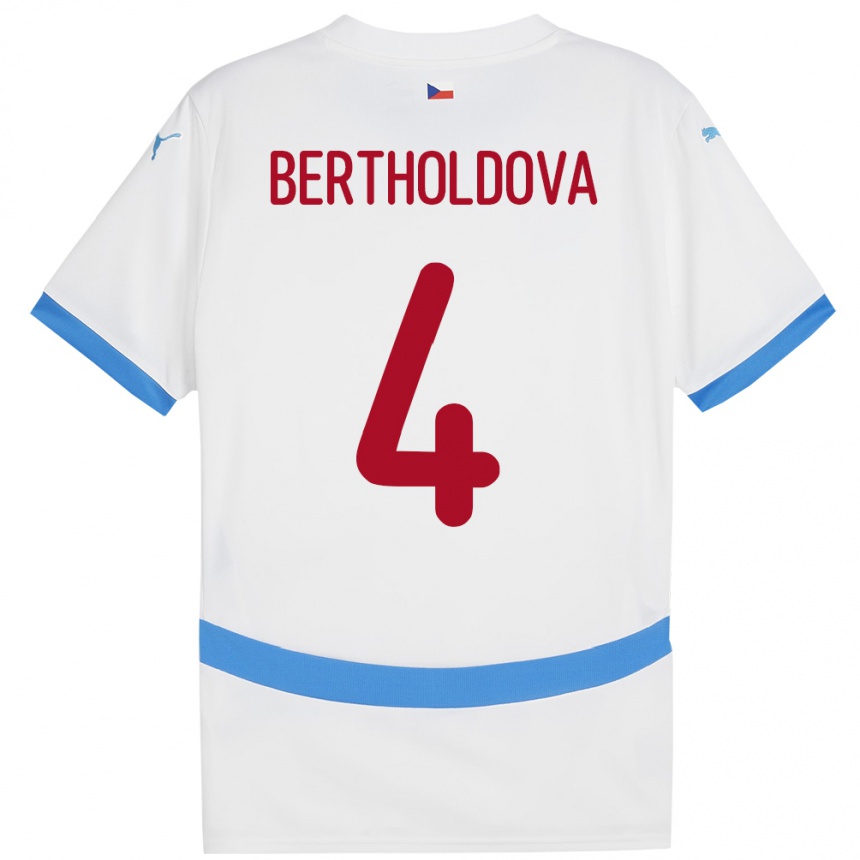 Hombre Fútbol Camiseta Chequia Petra Bertholdová #4 Blanco 2ª Equipación 24-26 Argentina