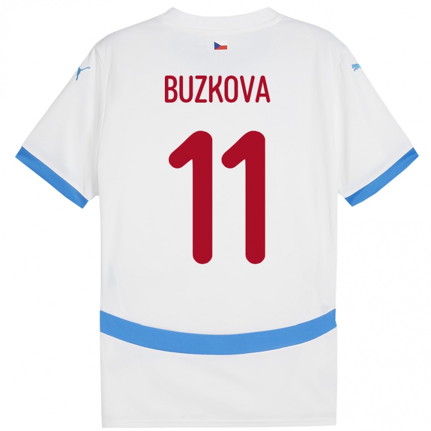 Hombre Fútbol Camiseta Chequia Kateřina Bužková #11 Blanco 2ª Equipación 24-26 Argentina